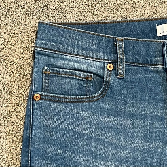 Loft The Kick Crop Denim Jeans Womens Size 27/4 Blue Bootcut Button Fly - Picture 3 of 12